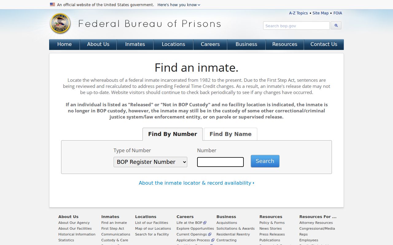 Federal inmate locator for an Augusta County criminal record search