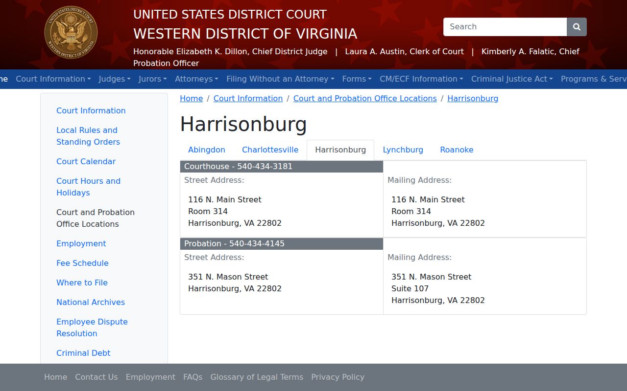Federal court layer for Augusta County criminal records in Harrisonburg