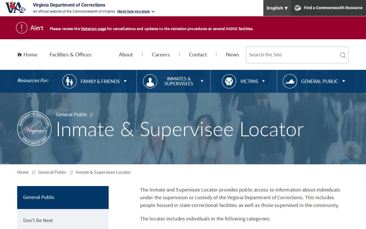 VADOC custody search for Augusta County criminal records